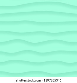 Abstract seamless pattern of wavy lines with shadows in turquoise colors