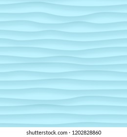 Abstract seamless pattern of wavy lines with shadows in light blue colors