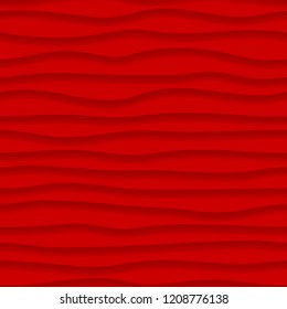 Abstract seamless pattern of wavy lines with shadows in red colors