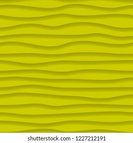 Abstract seamless pattern of wavy lines with shadows in yellow colors