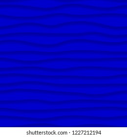 Abstract seamless pattern of wavy lines with shadows in blue colors