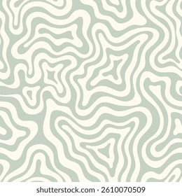 Abstract seamless pattern with wavy lines. Groovy vintage psychedelic vector background. Quirky retro allover print for fabric, clothes, package design
