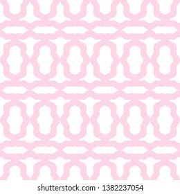 Abstract seamless pattern with wavy rings. Pink shapes on white background. Vector EPS10
