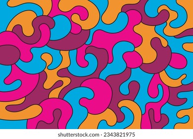 Abstract seamless pattern with wavy shapes. Colorful vector background.
