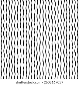 Abstract seamless pattern with wavy stripes. Brush line isolated on white background.