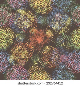 Abstract Seamless Pattern with Wavy Textured Circles. Vector Background. 