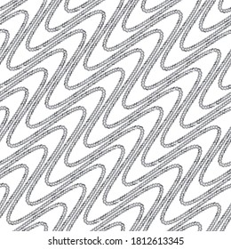 Abstract seamless pattern of wavy threads. Delicate shades of gray. White background images. Stock vector illustration.