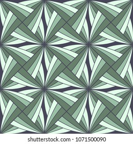 Abstract seamless pattern with weave of ribbons and geometric elements 