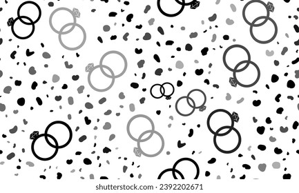 Abstract seamless pattern with wedding rings symbols. Creative leopard backdrop. Vector illustration on white background