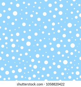 Abstract seamless pattern with white circles on blue background. Vector illustration can be used for textile, website background, book cover, packing.
