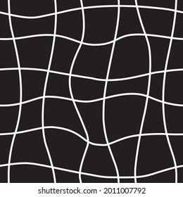 Abstract seamless pattern with white curved lines on a black background. Vector image.