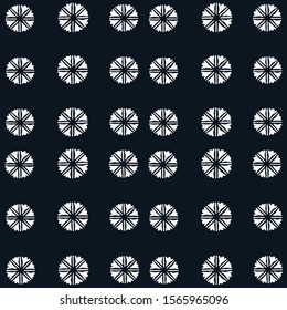 Abstract seamless pattern white geometric elements, circles or snowflakes, vector design