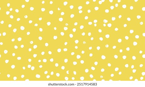 Abstract seamless pattern, white polka dots on yellow background