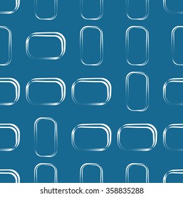 Abstract seamless pattern with white rectangles on blue. Vector background.