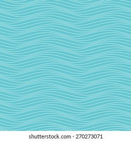 Abstract seamless pattern. White wave lines on blue background