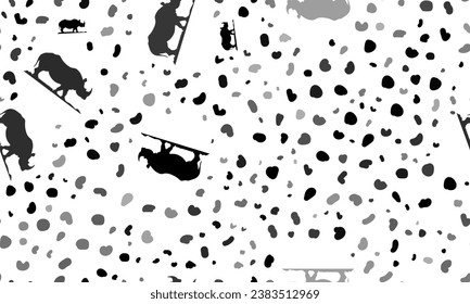 Abstract seamless pattern with wild rhino symbols. Creative leopard backdrop. Vector illustration on white background