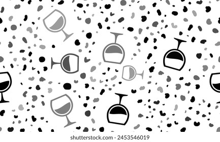 Abstract seamless pattern with wineglass symbols. Creative leopard backdrop. Vector illustration on white background