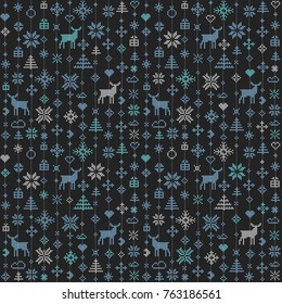 Abstract seamless pattern. Winter scandinavian vector background