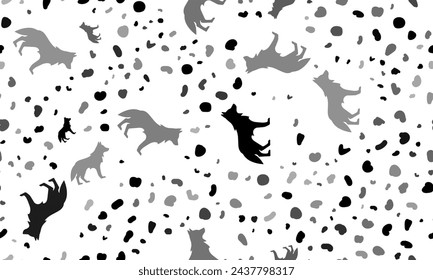 Abstract seamless pattern with wolf symbols. Creative leopard backdrop. Vector illustration on white background