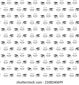 Abstract seamless pattern with womans faces