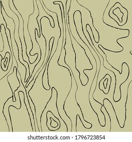 Abstract seamless pattern with wood grain. Hand drawn vector illustration, flat colors, easy to recolor.