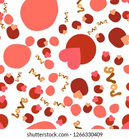 Abstract Seamless Pattern Word Love In A Different Colours And Heart On A Dot. Elements are not cropped. Pattern under the mask. Perfect design for textile, box, posters, cards, web etc.