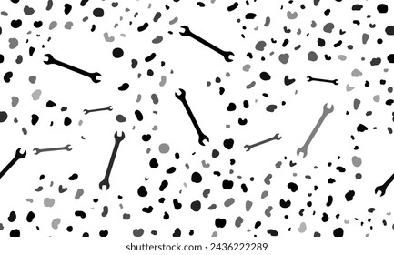 Abstract seamless pattern with wrench symbols. Creative leopard backdrop. Vector illustration on white background