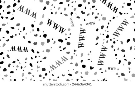 Abstract seamless pattern with www symbols. Creative leopard backdrop. Vector illustration on white background