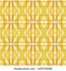 Abstract seamless pattern with yellow geometric ornament. Vector graphics