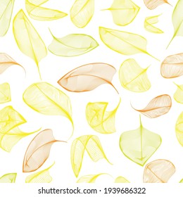 Abstract seamless pattern with yellow leafs . Fall background for your Design. Autumn . Vector illustration.