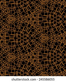 Abstract seamless pattern of yellow roses on a black background