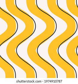 Abstract seamless pattern with yellow wavy lines