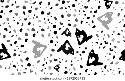 Abstract seamless pattern with yoga stretching pose symbols. Creative leopard backdrop. Vector illustration on white background
