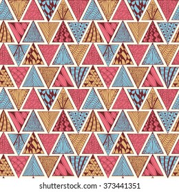 Abstract seamless pattern. Zentagle. Triangles. Doodle.