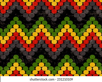 Abstract Seamless Pattern with Zig Zag Lines in Rasta Colors. Vector Illustration