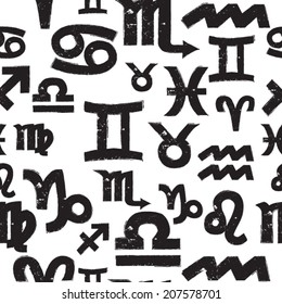 Abstract seamless pattern . Zodiac elements