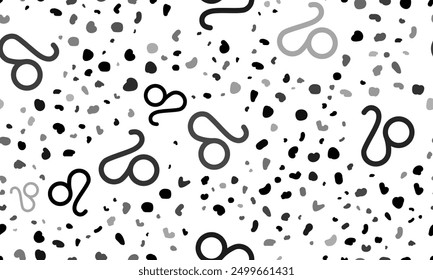 Abstract seamless pattern with zodiac leo symbols. Creative leopard backdrop. Vector illustration on white background