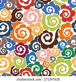 Abstract seamless  pattern.Color  wallpaper.Curls style texture.Vector illustration.