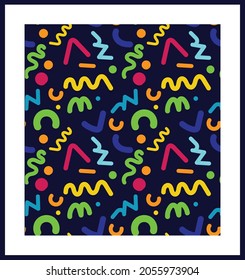 Abstract seamless patterns 80's-90's styles. Trendy Memphis style. Colorful geometric background set.