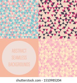 Abstract seamless patterns backgrounds in three colours: candy, contrast and warm