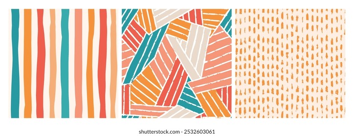 abstract seamless patterns, backgrounds, wallpaper with stripes, brush strokes. EPS 10