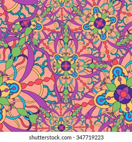 Abstract seamless patterns in bright colors. Wallpaper or textile.