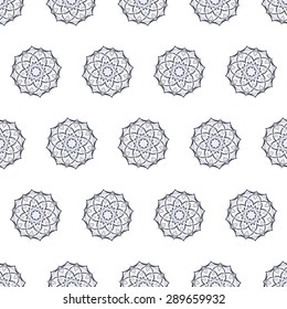 Abstract seamless patterns with circular ornament. Stock vector.