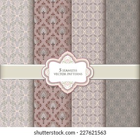 Abstract seamless patterns collection. Tiling texture for wallpaper, pattern fills, web page background, surface textures. Set of  geometric ornaments.