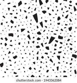 Abstract seamless patterns with graphic elements, chaotic shapeless shapes. Fashion 80-90s. Universal Black and white textured for trendy projects.