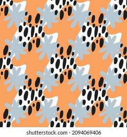 Abstract of seamless patterns with leaves and geometric shapes. Abstract pattern. Floral seamless design. Fashionable template for design. Design template.Design element. Summer background. 