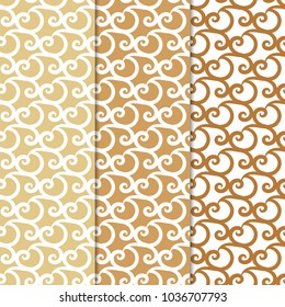 Abstract seamless patterns. Orange and white backgrounds for textile, wallpapers and fabrics