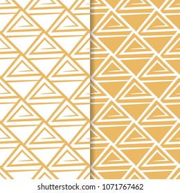 Abstract seamless patterns. Orange and white backgrounds for textile, wallpapers and fabrics
