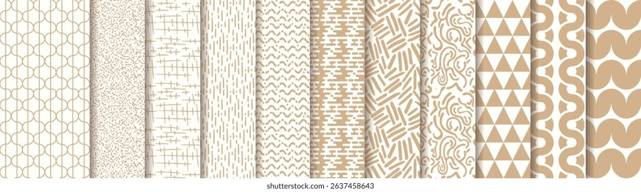 Abstract Seamless Patterns Pack. Geometric, Minimalist, and Memphis Style Designs, Abstract Memphis Doodle Lines, Modern Minimalist Textures and Swatches Set