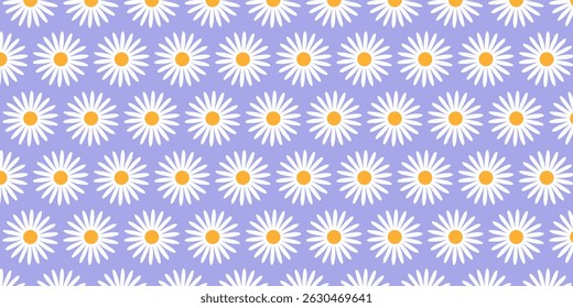 abstract seamless patterns poster, card, banner, with vintage groovy daisy flowers. Retro floral pastel colours background surface design, textile, stationery, wrapping paper, covers. 70s, 80s style